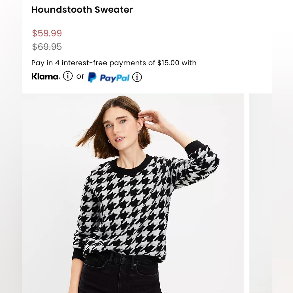 Ann Taylor Loft Houndstooth Sweater size large